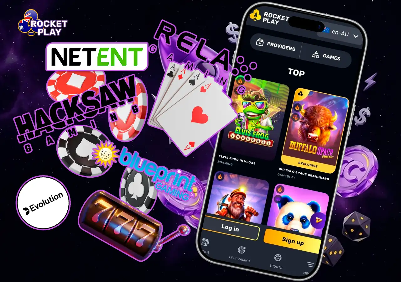 Best online pokies and slot games available at RocketPlay Casino Australia.