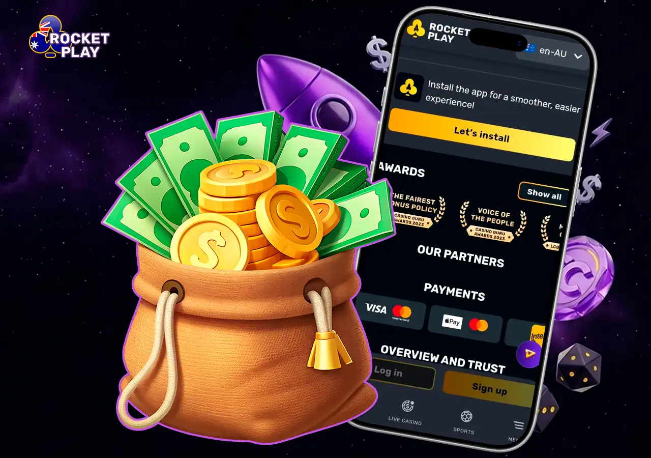 Fast crypto payouts and secure AUD withdrawal methods at RocketPlay Casino.